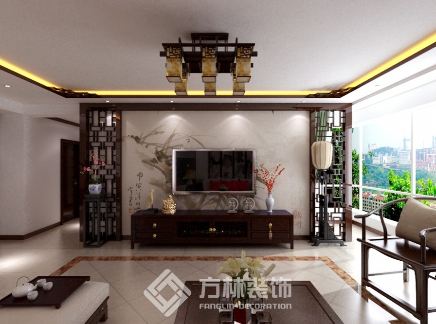 保利達江灣城130平新中式效果圖