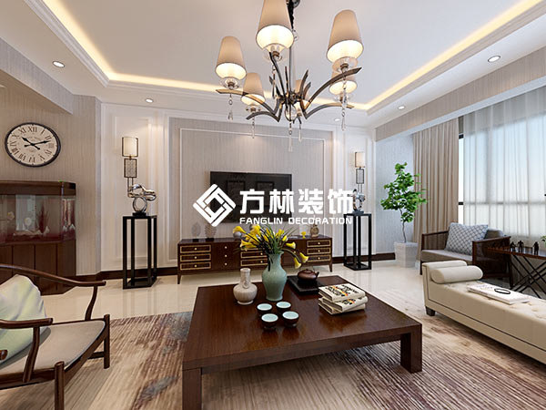 沈陽(yáng)泊岸華庭現(xiàn)代中式裝修案例效果圖