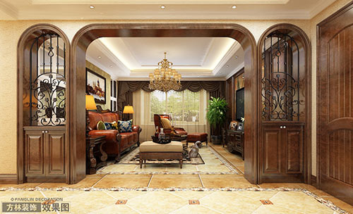 金地名京一期美式古典風(fēng)格166平裝修案例效果圖