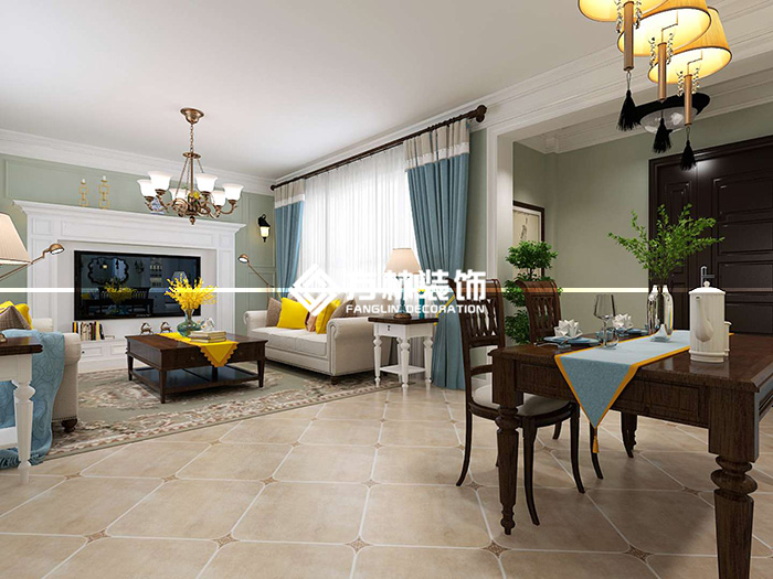 萬科翡翠別墅150平美式效果圖